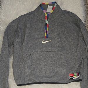 Nike Heather Gray Pullover with Multicolor Accents
